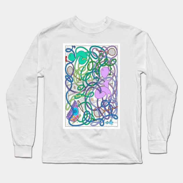 Mr Squiggly Tennis Match Long Sleeve T-Shirt by becky-titus